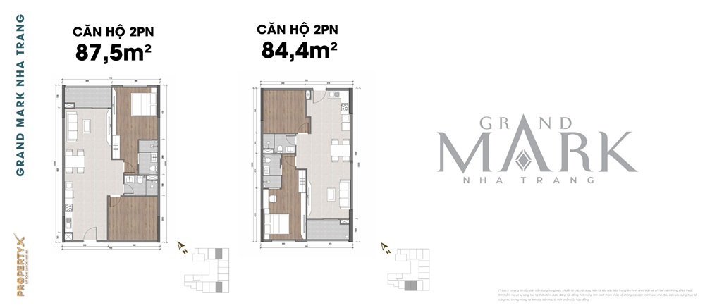 thiết kế căn hộ 2 phòng ngủ Căn hộ Grand Mark Nha Trang