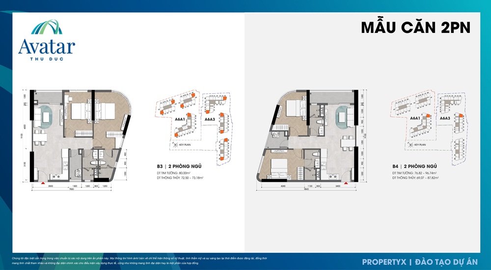 Thiết kế chi tiết căn hộ 2 phòng ngủ Avatar Thủ Đức